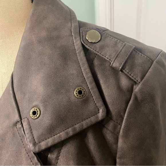 Catherine Malandrino Women’s Faux Leather Brown Jacket Sz Large - Picture 15 of 15